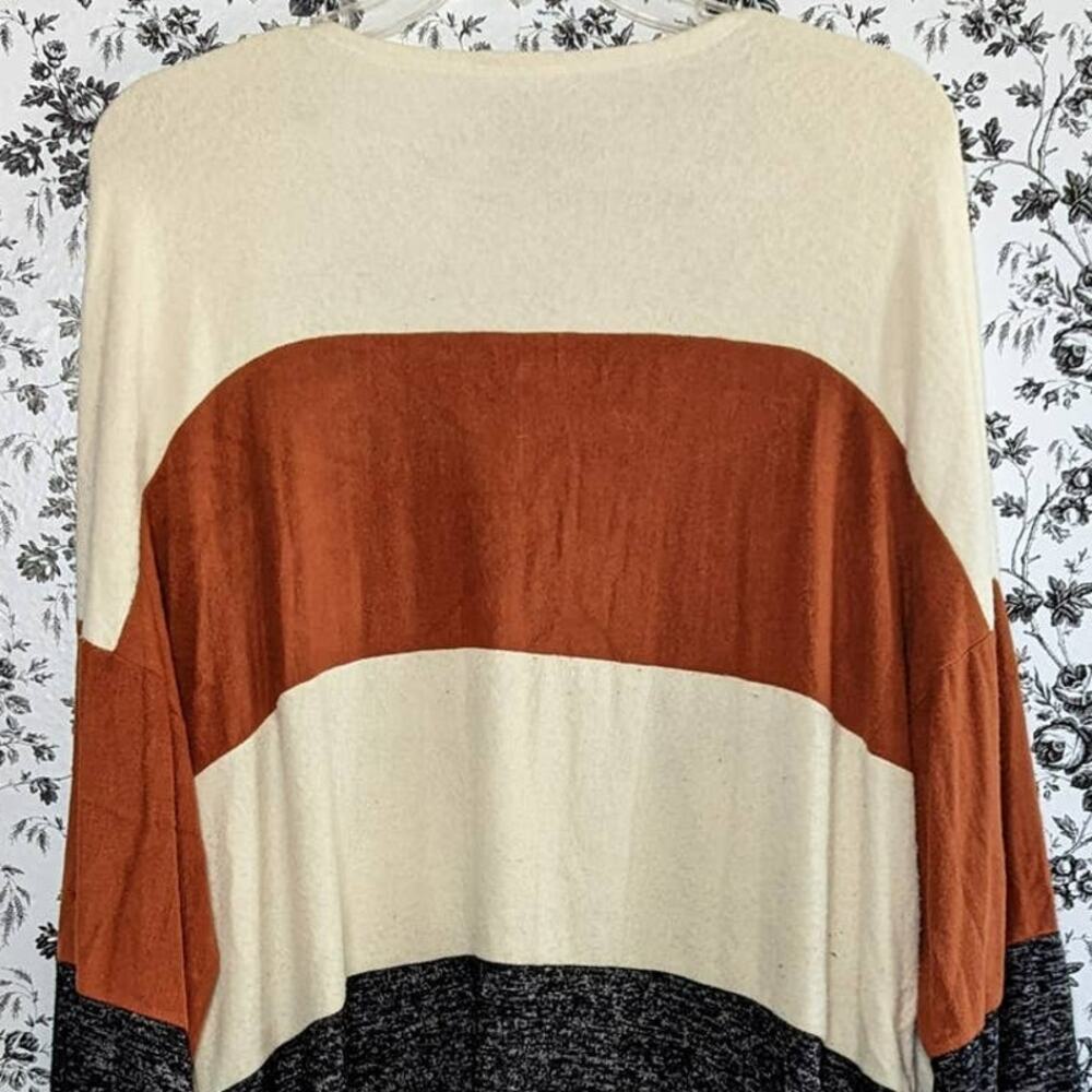 Hummingbird Plus Size Long Duster Multi Color Block Cardigan Sweater Fall 3XL - Picture 7 of 9